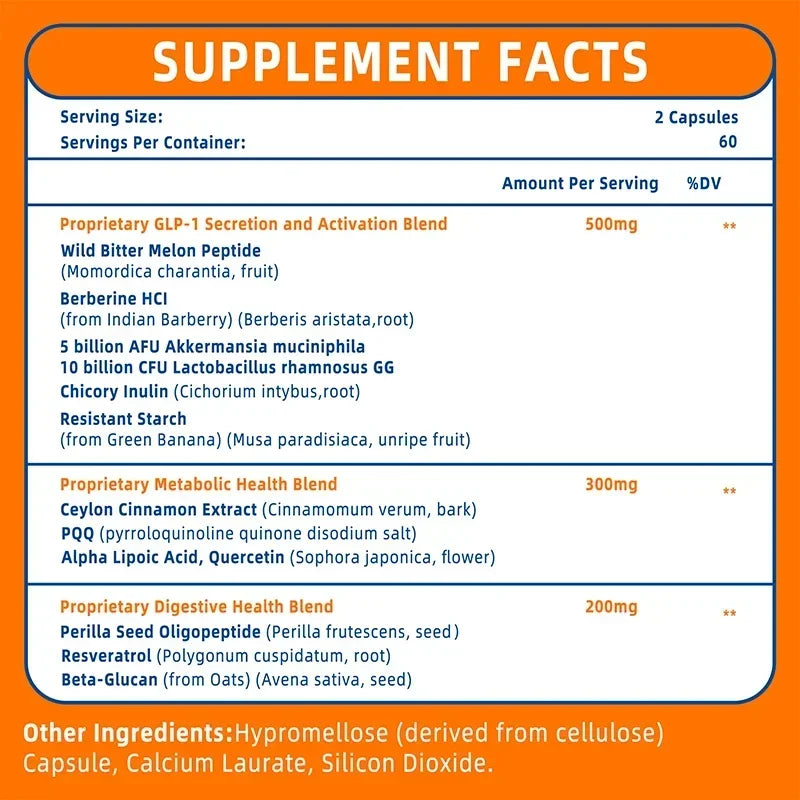 GLP-1 Supplement - Promote Metabolism, Support Intestinal and Digestive Health, Efficient Absorption, Anti-oxidation - 120pcs