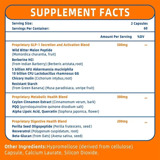 GLP-1 Supplement - Promote Metabolism, Support Intestinal and Digestive Health, Efficient Absorption, Anti-oxidation - 120pcs