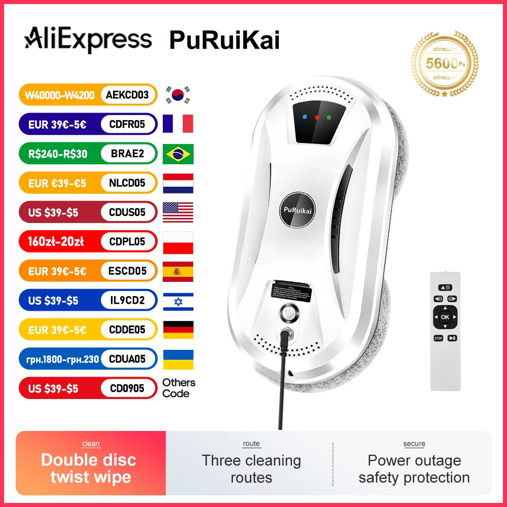 PuRuiKai Ultra thin Robot vacuum cleaner window cleaning robot window electric glass limpiacristales remote control for home - Merit Sell