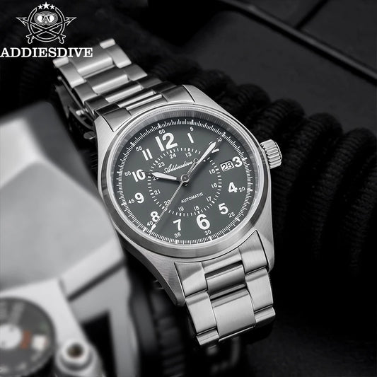 ADDIESDIVE Retro Watch Sappire AR Coating AD2074 Luxury NH35 Automatic Steel 200m Waterproof Leisure New 39mm Men Wristwatch