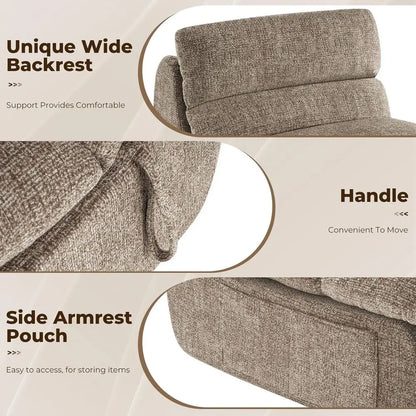 Ergonomic High-Density Foam Bean Bag Chair for Adults - Taupe Washable Cover, No Sag, Ready to Use