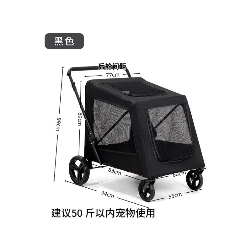 Portable Foldable Multi-functional Scooter for Large Dog Pet Carts Elderly Dog Walkers Convenient Multiple Pet Transport