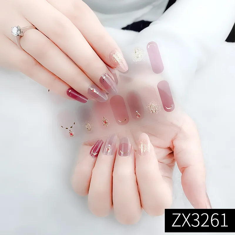3D Waterproof Nail Art Stickers Self-Adhesive Fashion Colorful Manicure Decal UV LED Lamp Need Gel Nail Decals Nail Decoration