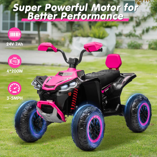 Kids ATV 4 Wheeler, JOYRACER Upgraded 2 Seater 24V Ride On Toy for Big Kid w/800W Powerful Motor, Battery Powered