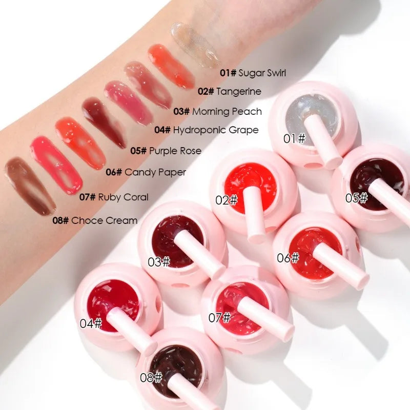 Long-lasting Moisturizing Solid Lip Jelly Red Tinted Lip & Cheek Jam Lip Balm Smooth Gloss Jelly LipGloss Water Light Lipsticks