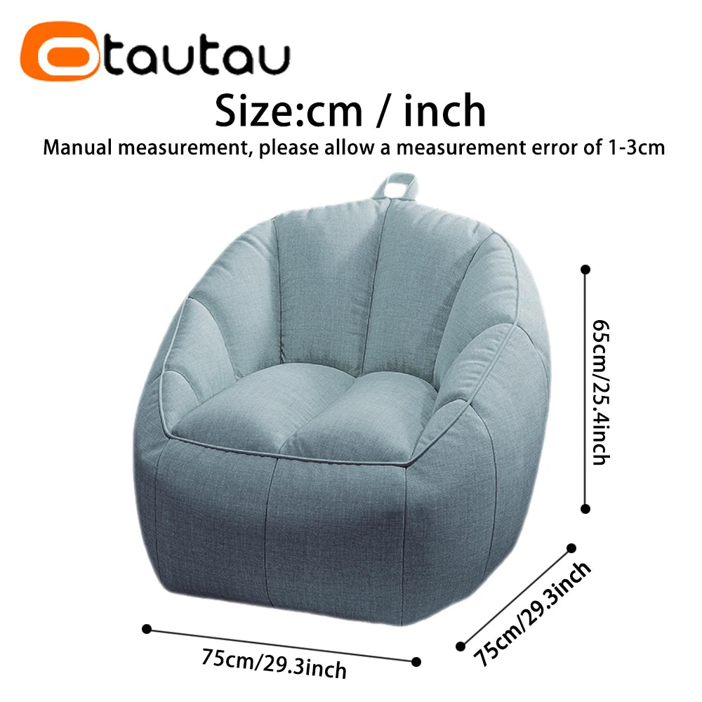 OTAUTAU Cotton Linen Bean Bag Chair with Filling Corner Beanbag Pouf with Ottoman Adults Kids Floor Sofa Nest Couch SF153