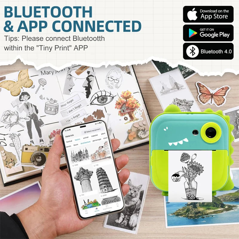 Children Digital Camera Instant Print for Kids Thermal Print Camera Instant Photo Printing Camera Video Toys