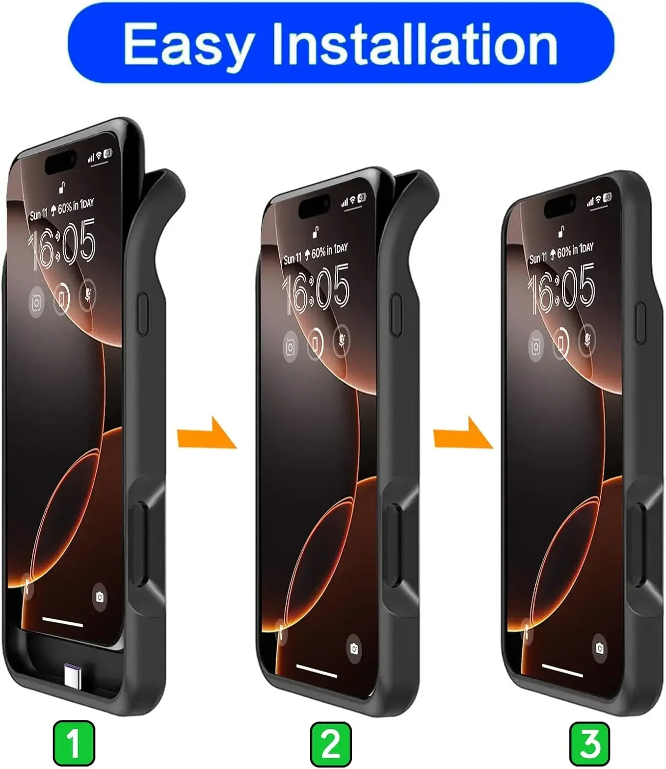 Power Case for iPhone 16 Pro Smart Battery Charger Case Battery Pack Rechargeable Power Bank External Battery Charging Cover