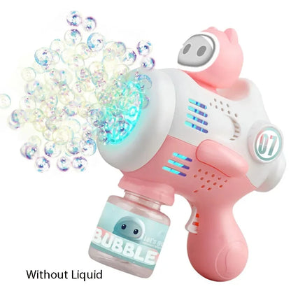2025 Unicorn Electric Bubble Gun Kids Toy Bubbles Machine Automatic Soap Blower with Light Outdoor Party Games Children Gift Toy