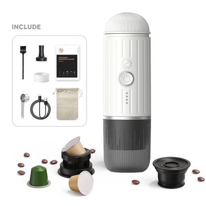 Wireless Portable Espresso Coffee Machine 19 Bar Automatic Heating fit Capsule & Ground Travel Coffee Maker for Camping Office