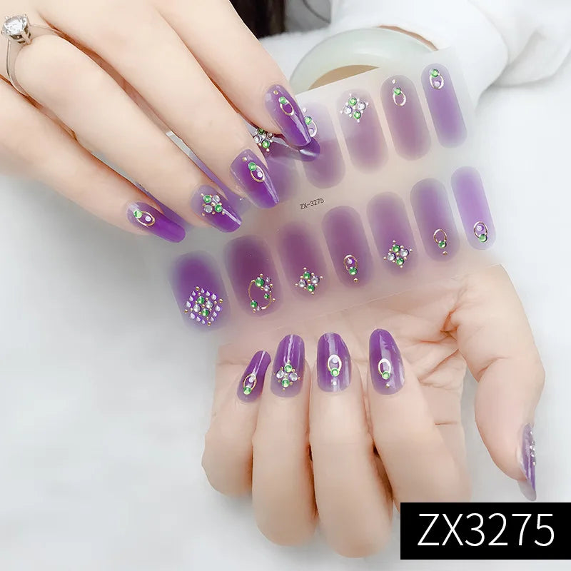 3D Waterproof Nail Art Stickers Self-Adhesive Fashion Colorful Manicure Decal UV LED Lamp Need Gel Nail Decals Nail Decoration