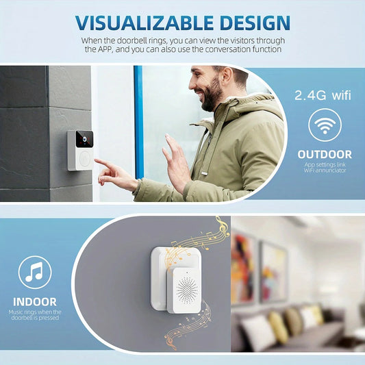 Tuya Smart Video Doorbell Camera 480PHD Wireless doorbell for Home Security, Night Vision, Voice Change, 2-Way Audio, Waterproof - Merit Sell