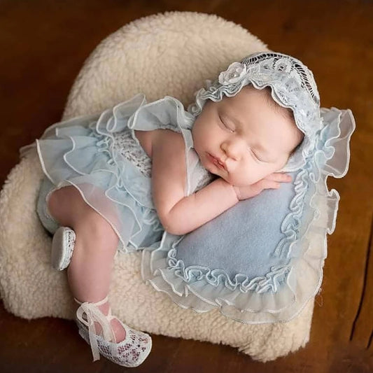 5 Pcs Newborn Photography Props Baby Lace Cute Romper Dress Hat Pillow Shorts Shoes Set Soft Cotton Bodysuit Jumpsuit