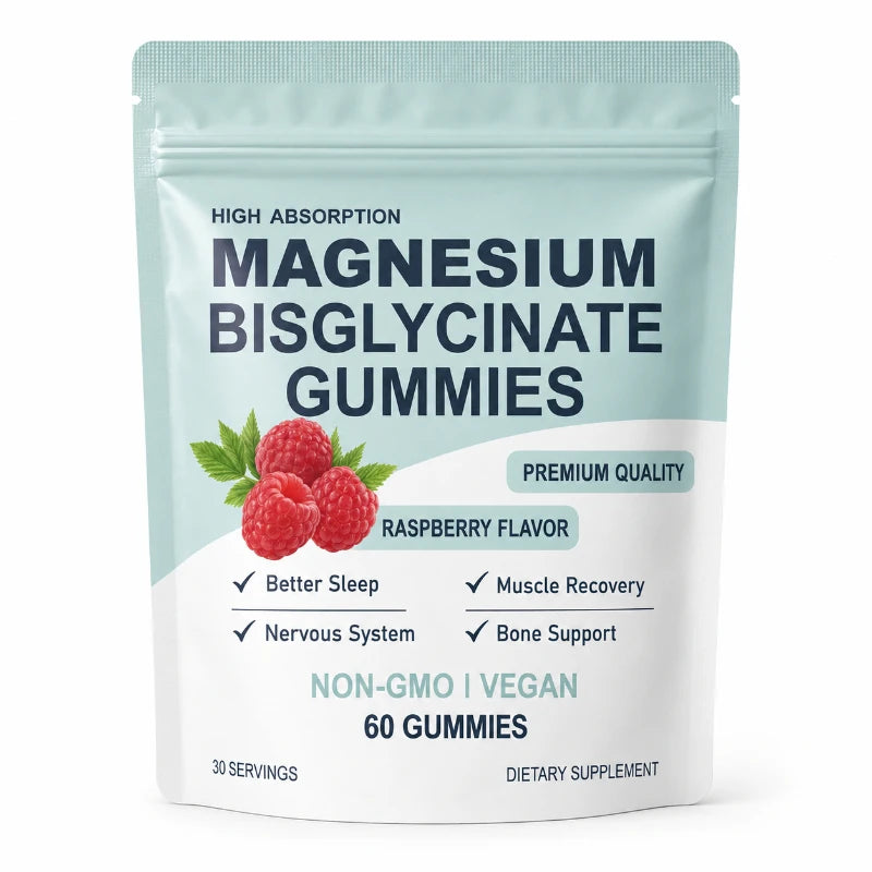 Magnesium Bisglycinate Gummies for Adults 400mg High Absorption for Sleep Nervous System Health Muscle Recovery Bone Health 60ct