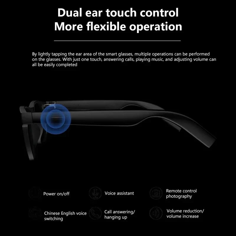 Lenovo 8KHD AI Smart Sunglasses NEW Touch Control Photo Recording Translator Voice Assistant Music Bluetooth Wireless Glasses