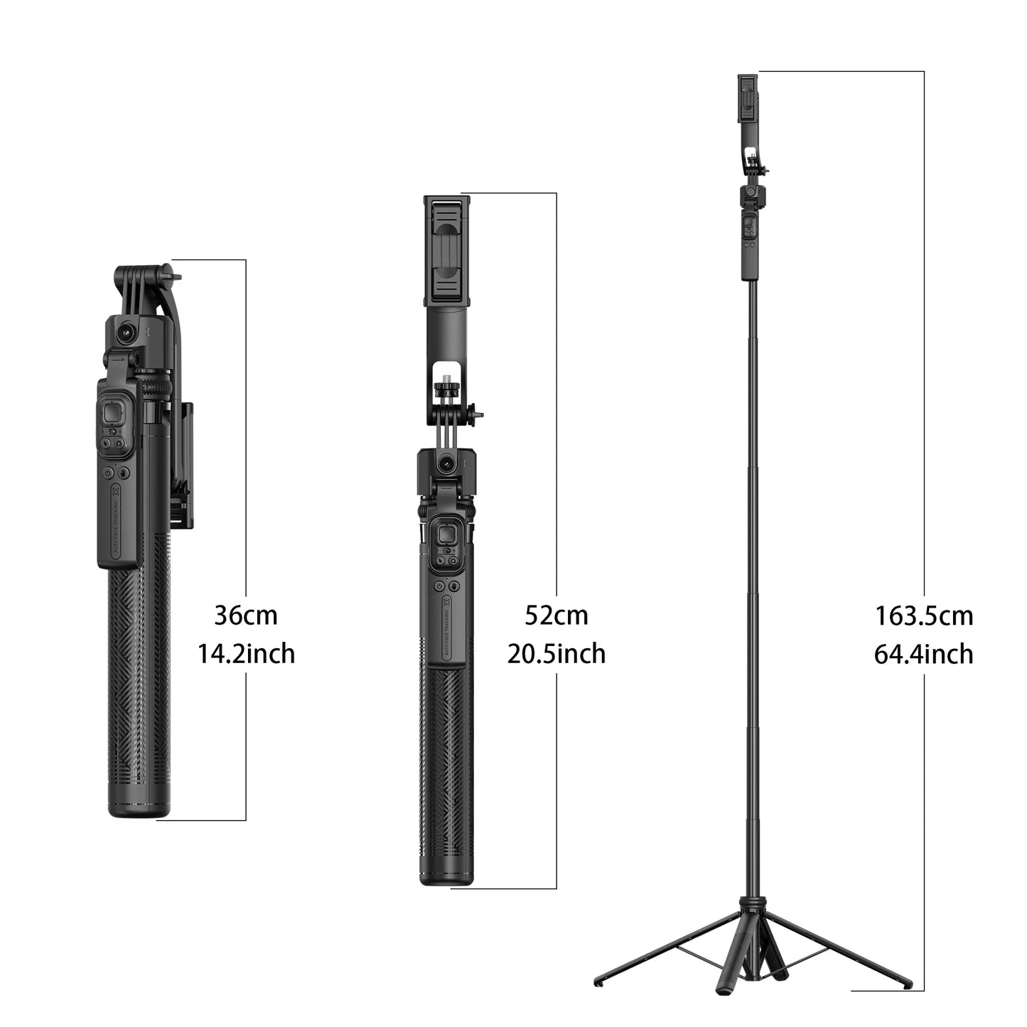 C17 Tripod 360°Auto-Rotation AI Tracking Remote Control Bluetooth Shooting Quadrapod Selfie Stick Stabilizer Optional Fill Light
