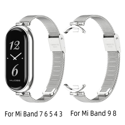 Strap for Mi Band 9 8 10 Bracelet for Xiaomi Smart Band 8 7 5 6 4 3 NFC Global Version Women Girls Metal Watch Band Wristband