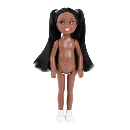 15cm BJD Dolls Shoes Multiple Movable Joints 1/12 3D Simulated Eye Dark Skin Hinge Doll Girl's DIY Dress Up Birthday Gifts Toys