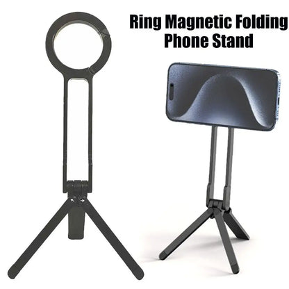 Alloy Phone Tripod Carabiner-Mounted For iPhone Portable Dual-sided Magnetic Tripod Desk Mount Phone Handle Holder