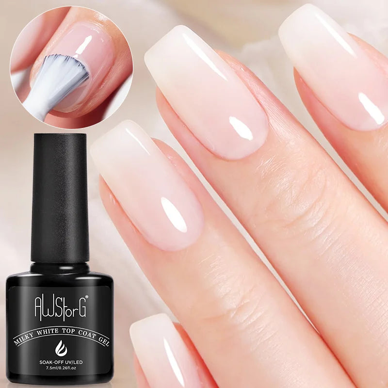 AWStorG 15ML Fiber Builder Nail Gel In A Bottle UV Semi Permanent Clear Pink Nail Strengthener Extension Construction Gel