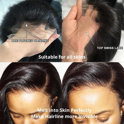 Deep Wave Wigs Human Hair 13x6 Deep Wave Lace Front Wigs Glueless Brazilian Pre Plucked with Baby Hair Natural Color for Black