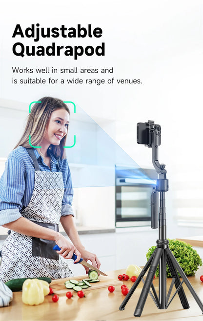 C17 Tripod 360°Auto-Rotation AI Tracking Remote Control Bluetooth Shooting Quadrapod Selfie Stick Stabilizer Optional Fill Light