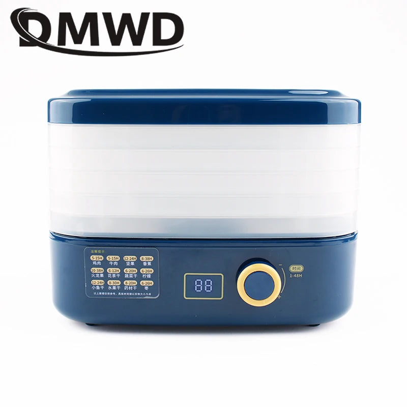 DMWD Food Dehydrator 5 Trays Dried Fruit Vegetable Herb Meat Drying Machine Electric Yogurt Maker Pet Snacks Air Dryer Oven EU
