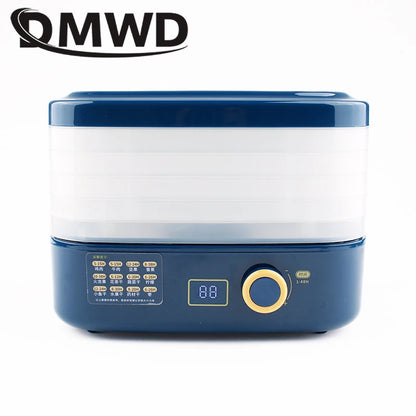 DMWD Food Dehydrator 5 Trays Dried Fruit Vegetable Herb Meat Drying Machine Electric Yogurt Maker Pet Snacks Air Dryer Oven EU