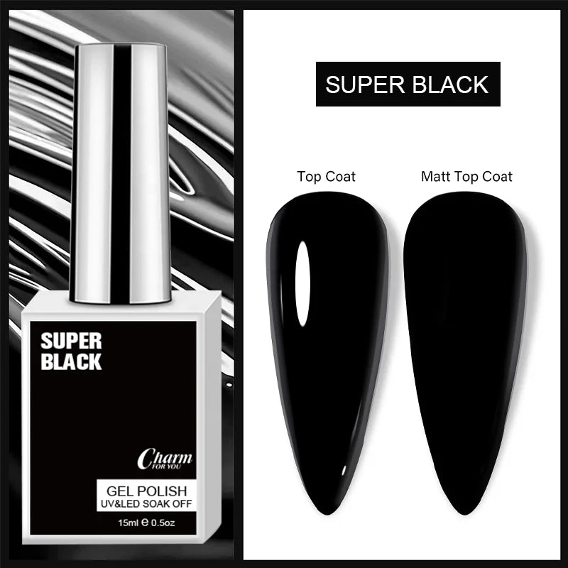 15ml Classic Gel Nail Polish, Vibrant Black, White Red Shades Varnish Easy Soak Off UV LED Nail Gel for Home Salon & DIY Nail Art
