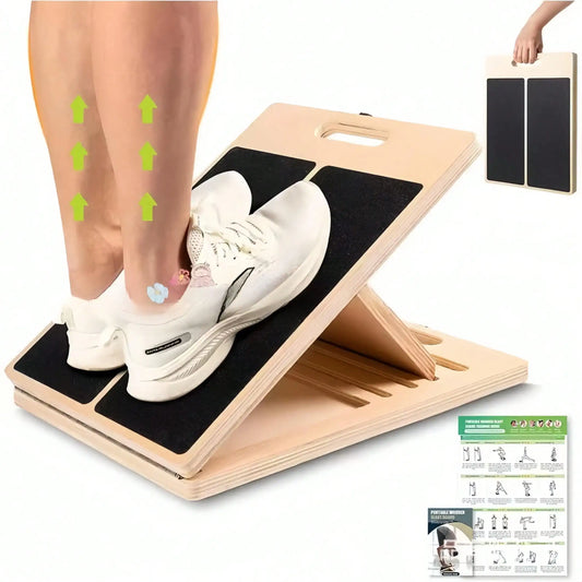 Adjustable Portable Wooden Slant Board For Calf Stretching - 300 Lbs Weight Capacity Foldable Calf Stretcher Board With 4-Level Smart Angles For Leg Exercises Squats Calf Stretching And Physical Therapy Home Fitness Equipment Merit Sell