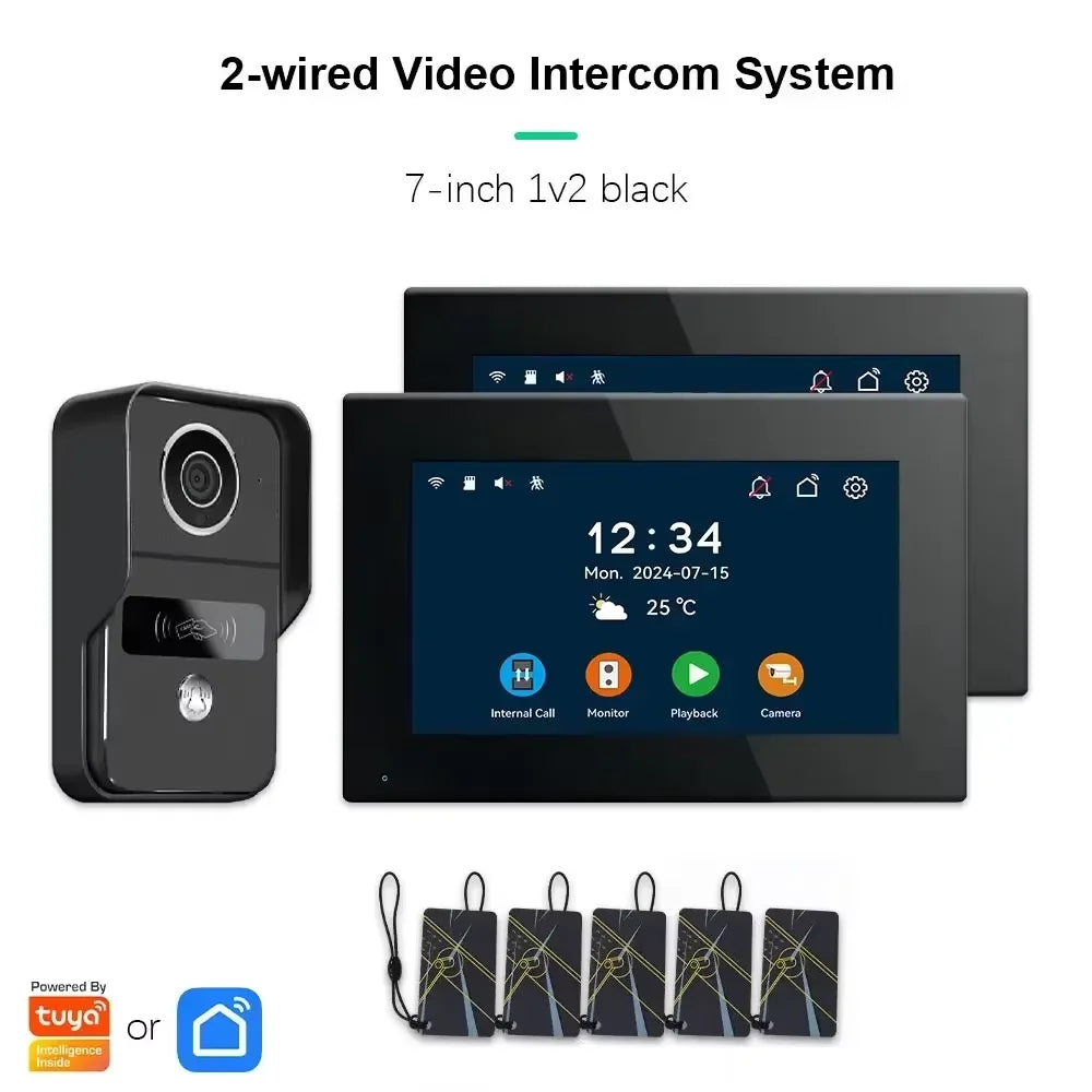 ANJIELO Smart Wifi 2-line intercom video Doorbell System 7/10-inch monitor 1080P doorbell camera Video doorbell Cartuya unlock