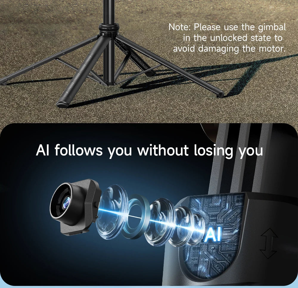 C17 Tripod 360°Auto-Rotation AI Tracking Remote Control Bluetooth Shooting Quadrapod Selfie Stick Stabilizer Optional Fill Light