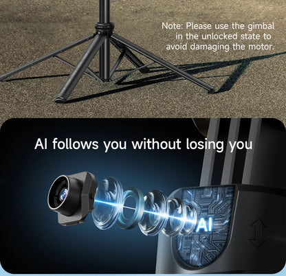 C17 Tripod 360°Auto-Rotation AI Tracking Remote Control Bluetooth Shooting Quadrapod Selfie Stick Stabilizer Optional Fill Light
