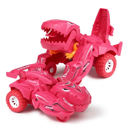 Transforming Toys Deformation Toy Inertial Sliding Dino Car Dinosaur Transform Car Toy Automatic Transformer Toy for KidsToddler