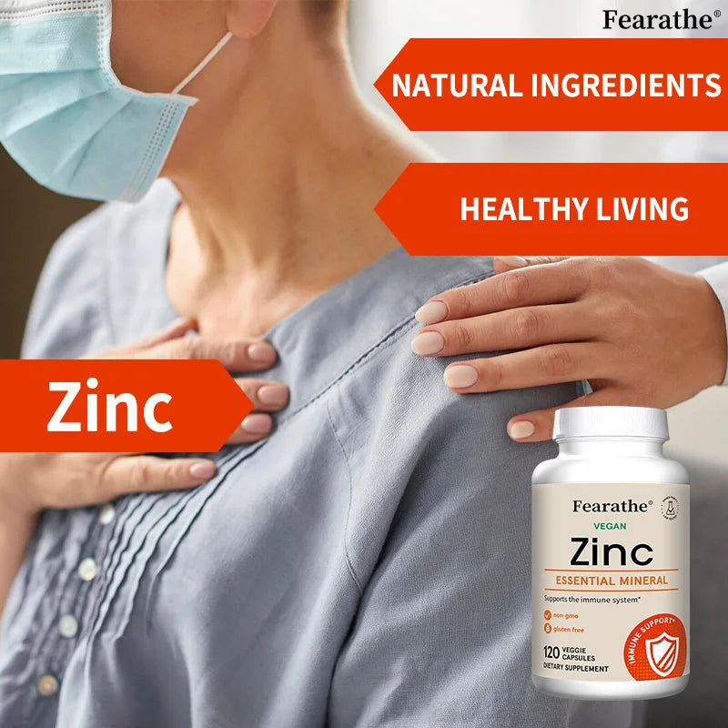 Zinc 15mg Capsules - High Absorption, Boosts Immune, Support Sleep, Energy, Skin Health, Antioxidant, Non-GMO, Gluten-Free