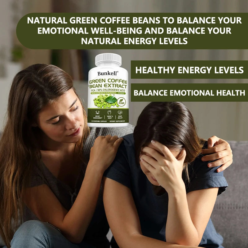 Green Coffee Bean Extract Capsules, Antioxidant, Support Metabolism & Daily Energy, Digestive & Cardiovascular Wellness
