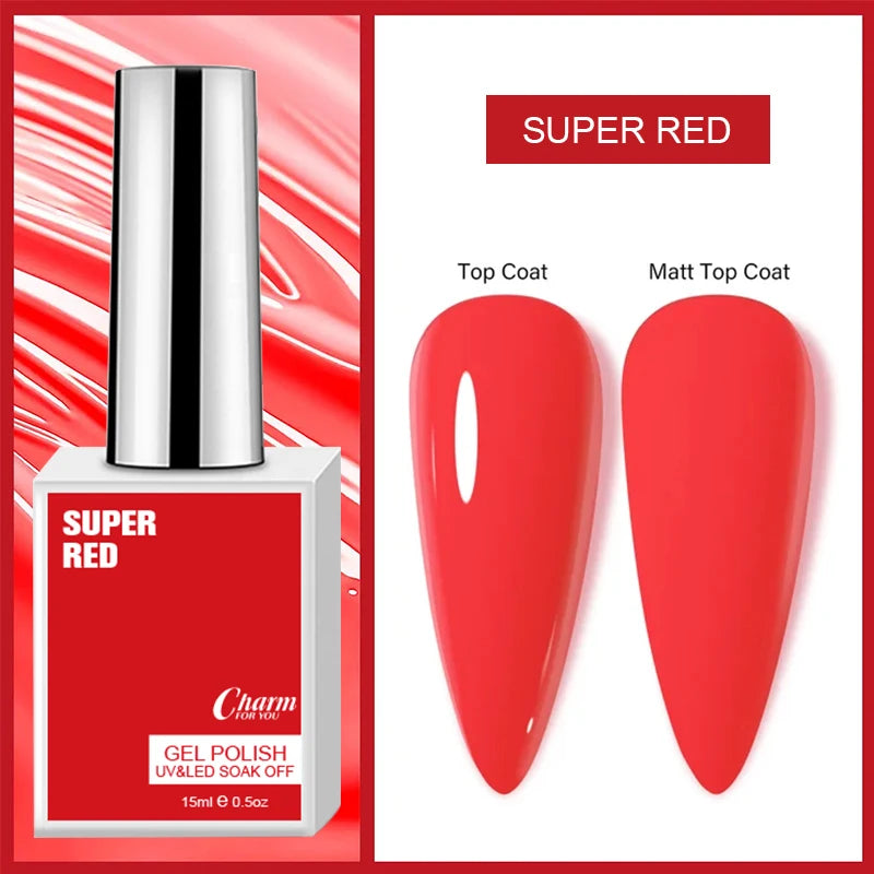15ml Classic Gel Nail Polish, Vibrant Black, White Red Shades Varnish Easy Soak Off UV LED Nail Gel for Home Salon & DIY Nail Art
