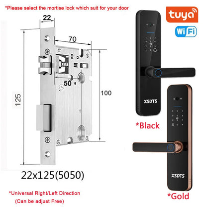 XSDTS Electronic Smart Door Lock Tuya Wifi Digital Biometric Camera Fingerprint Smart Card Password Key Unlock
