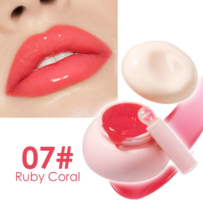 Long-lasting Moisturizing Solid Lip Jelly Red Tinted Lip & Cheek Jam Lip Balm Smooth Gloss Jelly LipGloss Water Light Lipsticks