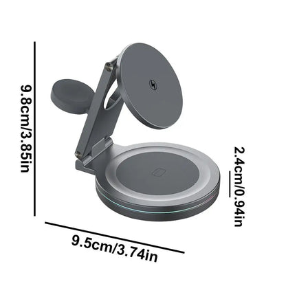 Wireless Charging Station Anti-Skid Adjustable Charging Dock Zinc Alloy Phone Watch Charging Stand With 360 Rotation Design