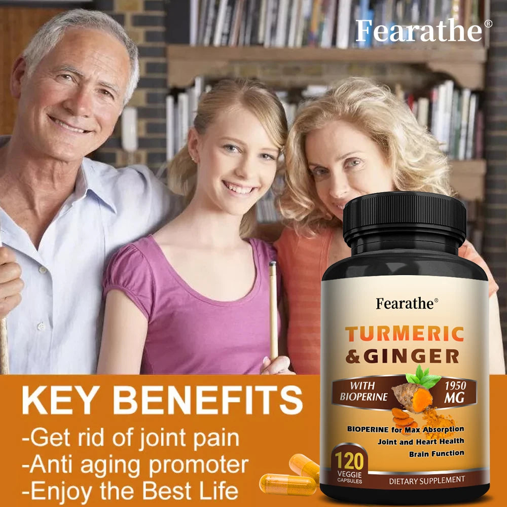 Organic Turmeric Curcumin 1500mg Capsules with Ginger & Black Pepper, Support Joint, Muscle, Digestive & Immune Wellness