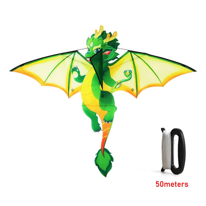 Yongjian Green Chinese Dragon Kite Upgraded Hot Cut Craft Cartoon Kite Suitable for Beginners  With 50m kite string