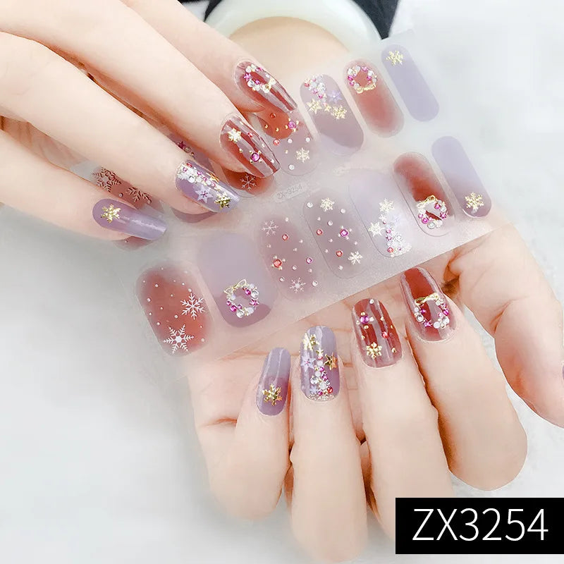 3D Waterproof Nail Art Stickers Self-Adhesive Fashion Colorful Manicure Decal UV LED Lamp Need Gel Nail Decals Nail Decoration