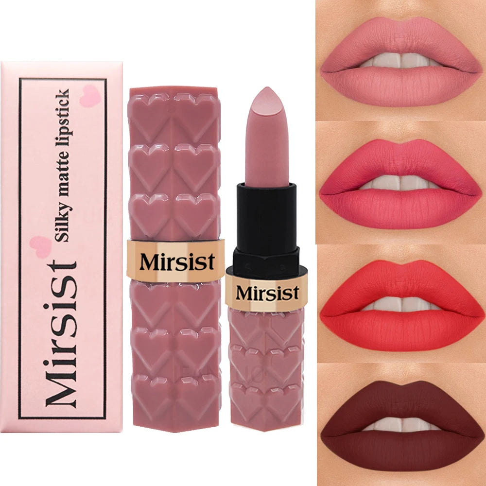 Silky Matte Velvet Nude Peach Lipstick Waterproof Long Lasting Natural Lip Stain Not Easy Fade Lip Balm Women Lip Stick Cosmetic