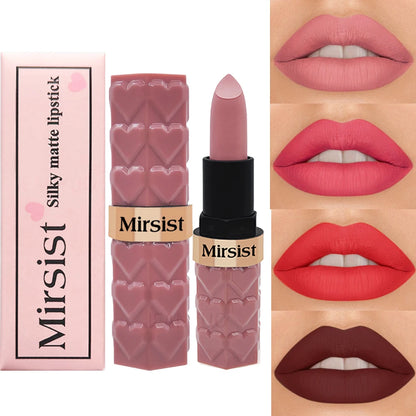 Silky Matte Velvet Nude Peach Lipstick Waterproof Long Lasting Natural Lip Stain Not Easy Fade Lip Balm Women Lip Stick Cosmetic