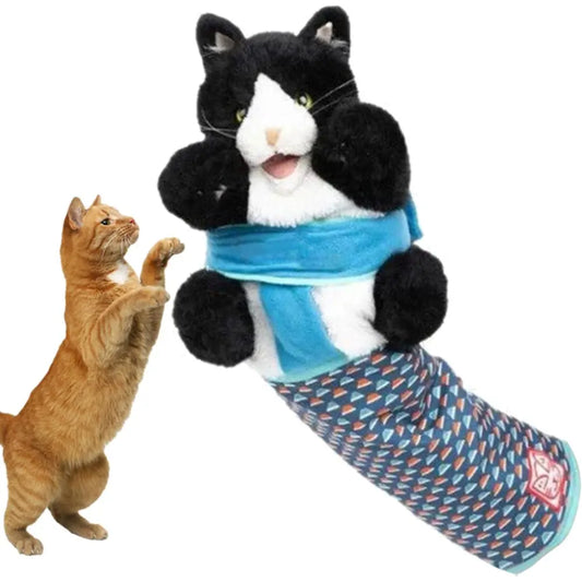 Cat Puppet Wrestler Wrestling Glove With Sturdy Padding Soft Plush Cat Wrestle Toy Animal Hand Glove Interactive Play Cat Toys