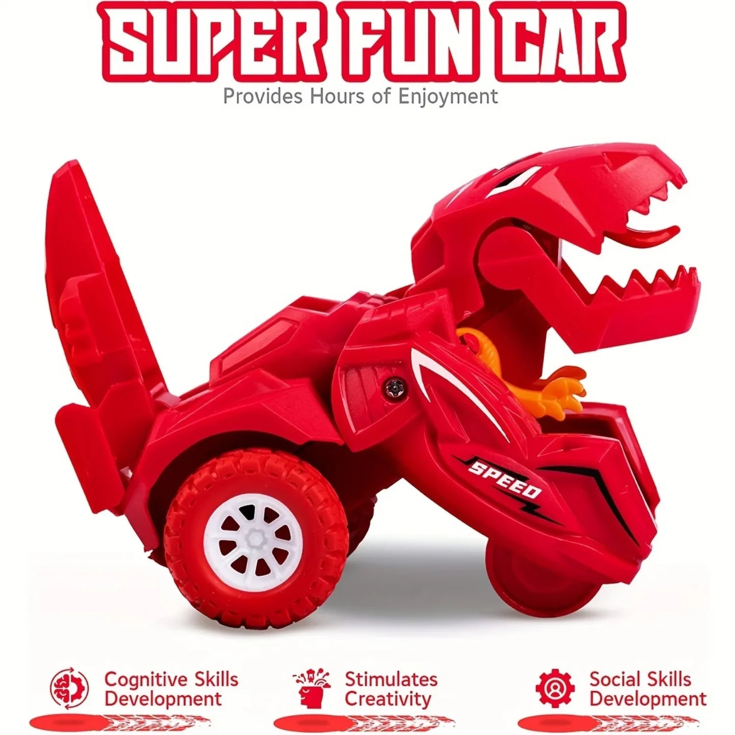 Transforming Toys Deformation Toy Inertial Sliding Dino Car Dinosaur Transform Car Toy Automatic Transformer Toy for KidsToddler