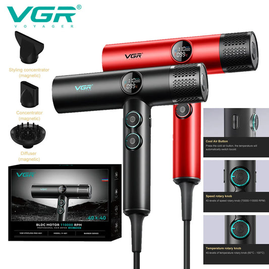 VGR Hair Dryer Professional Hair Dryer BLDC Motor Hair Styling Blow Dryer Machine 110000 RPM Negative Ion Salon Air Blower V-401 Merit Sell