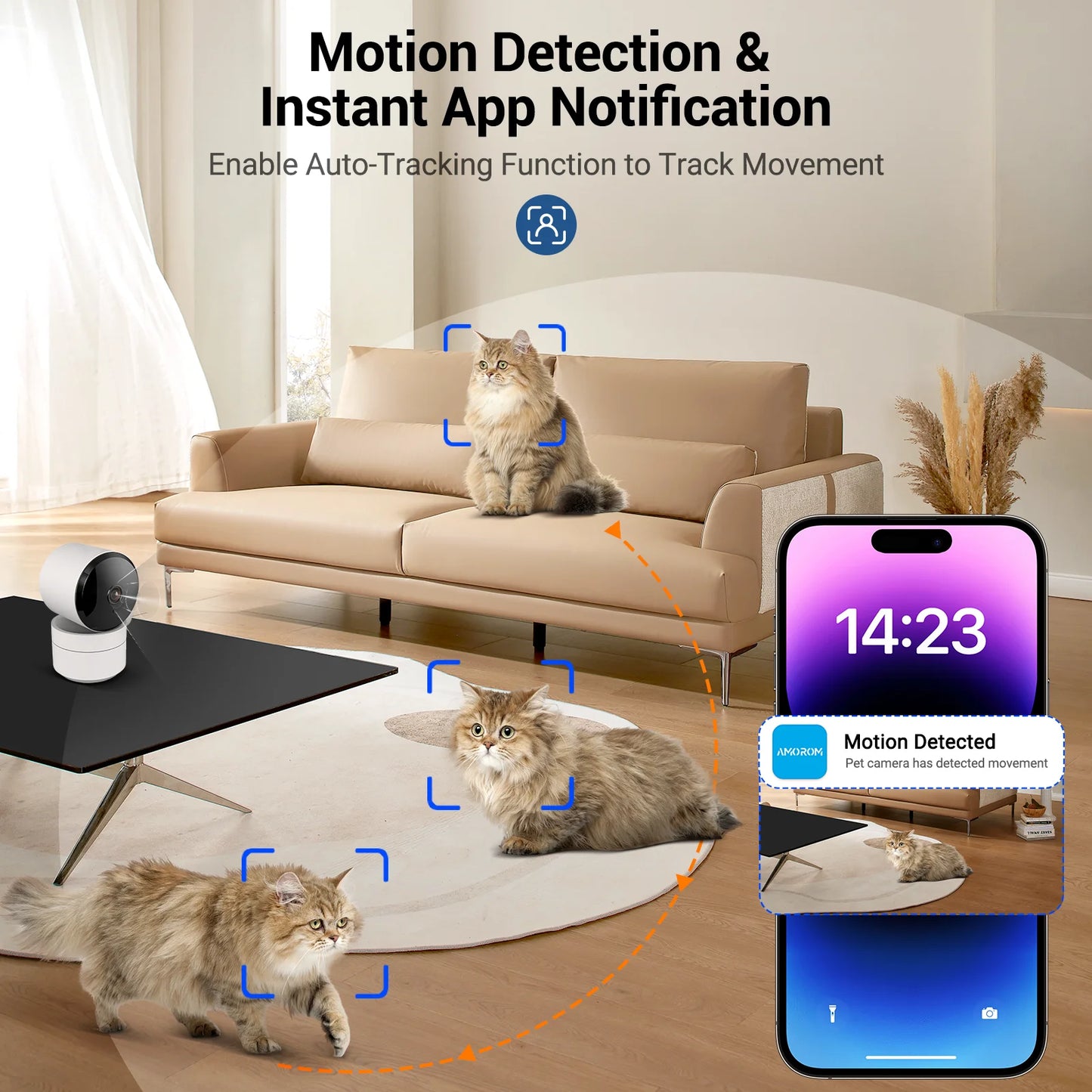 Amorom 2MP Wifi TUYA Camera Smart Cloud PTZ IP Camera Night Vision  Indoor Surveillance Cam For Yard Ai Detect P2P Video Monitor