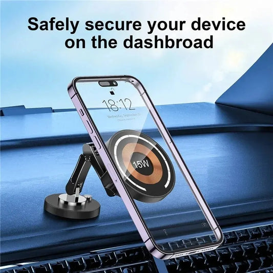 Magnetic Car Wireless Charger Stand Magnet Car Mount Fast Charging Station Phone Holder Bracket For Macsfae iPhone 15 14 13 12 - Merit Sell